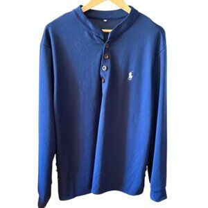 Polo Ralph Lauren Blue Long Sleeve Henley Shirt Men’s XL (Estimated)